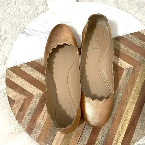 Chloe - Lauren Scalloped Leather Ballerina Flat, Pastel Rose Gold - Picture 8 of 9